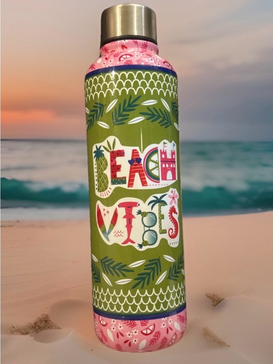 Other - Beach Vibes Stainless Water Bottle - Green & Pink 17 Oz brand new